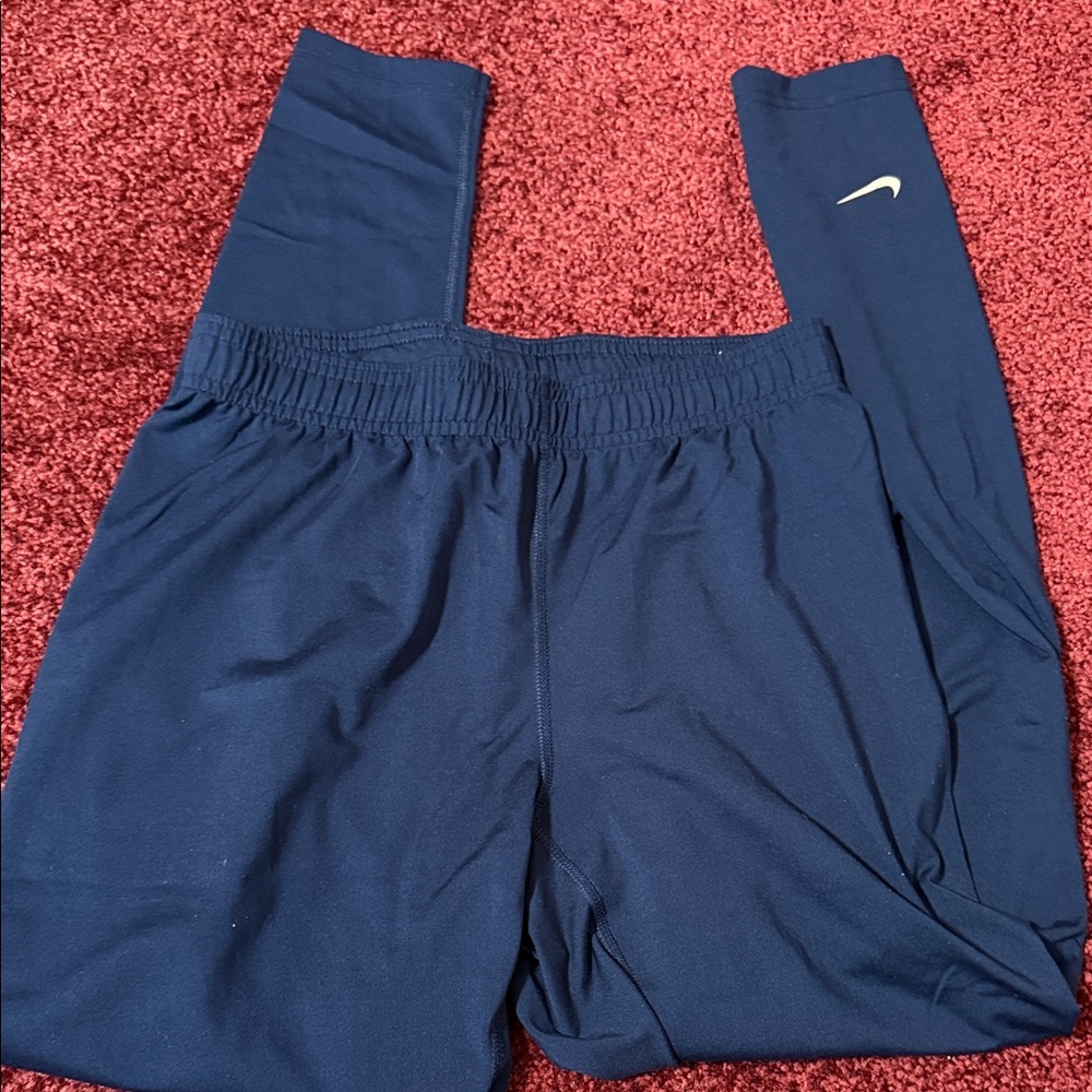 Nike' Navy Blue Athletic Leggings with Swoosh size large